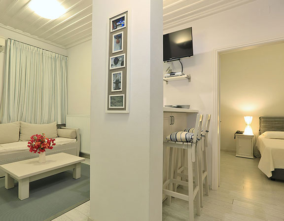 Interior of the apartment at Sifnos hotel Petali